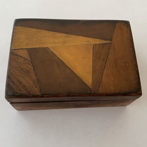 Vintage Handmade Wood Inlay Trinket Box - Picture 2 of 5